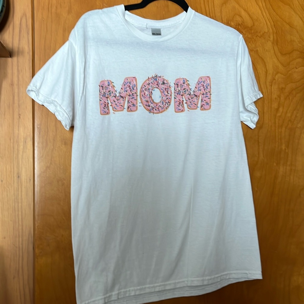 MOM T shirt with doughnut sprinkles. Size Medium from a pet, smoke,bug free home